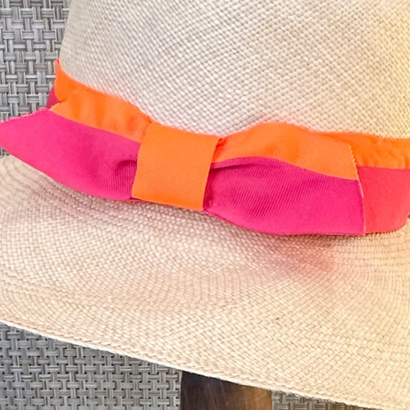 🌟2xHP🌟Sensi Studio Wide Brim Panama Hat Ecuadorian Straw Neon Orange Fuchsia - Picture 4 of 13